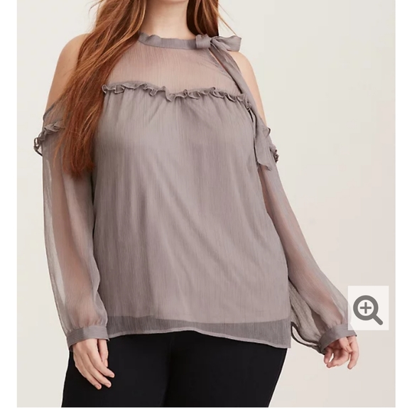 torrid Tops - Chiffon Cold Shoulder Tie Neck Blouse..Size 1